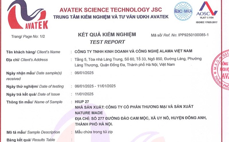 The company that owns Hiup milk offers independent testing of its products. Photo: Screenshot