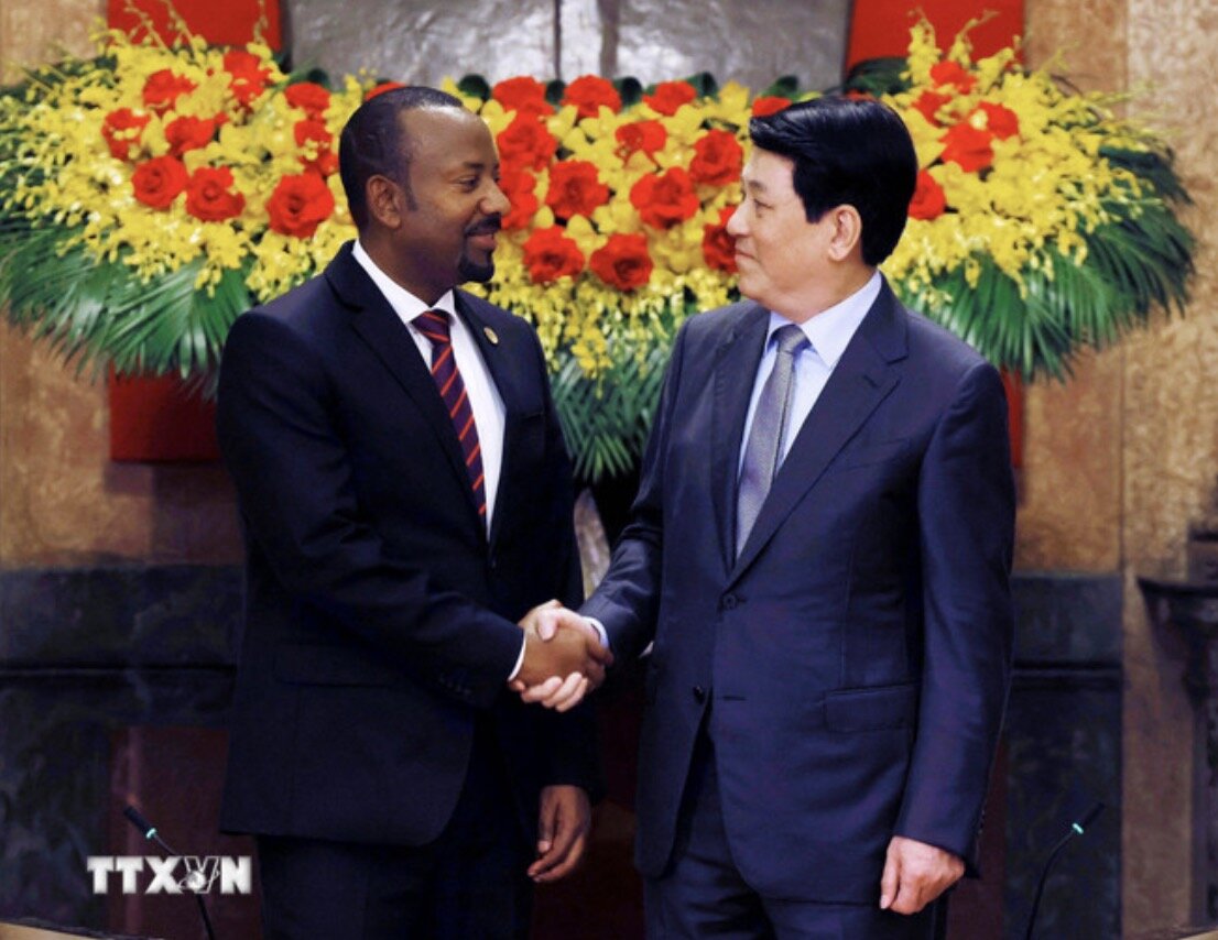 Politburo member and President Luong Cuong and Ethiopia Prime Minister Abiy Ahmed Ali. Photo: VNA