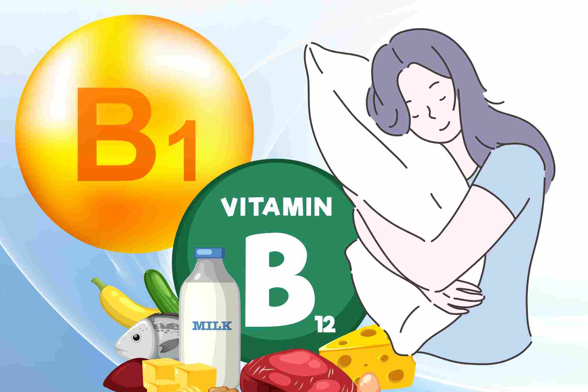Dos vitaminas B que se necesitan para evitar la insomnio y dormir bien todas las noches. El dibujo:
