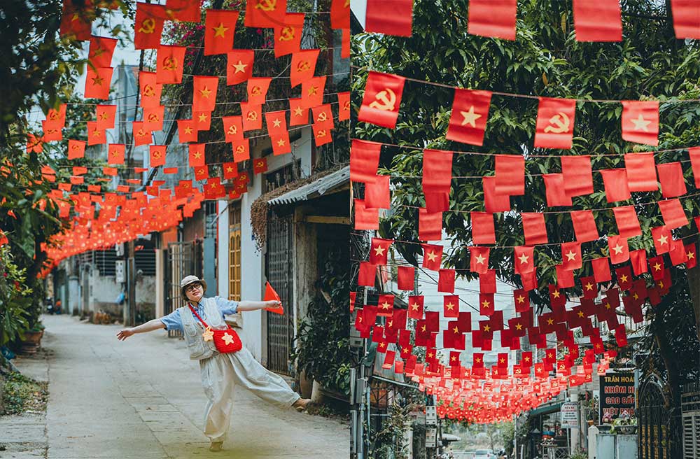 El palacio de la nobleza, con sus banderas de flores, esta listo para recibir a los huespedes de vacaciones del 30 de abril al 1 de mayo. Foto: La toma de la ciudad imperial japonesa