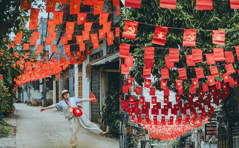 Cao Bang is brilliant with flags and flowers, ready to welcome guests during the April 30 - May 1 holiday. Photo: Be Thi Hoang Nhat