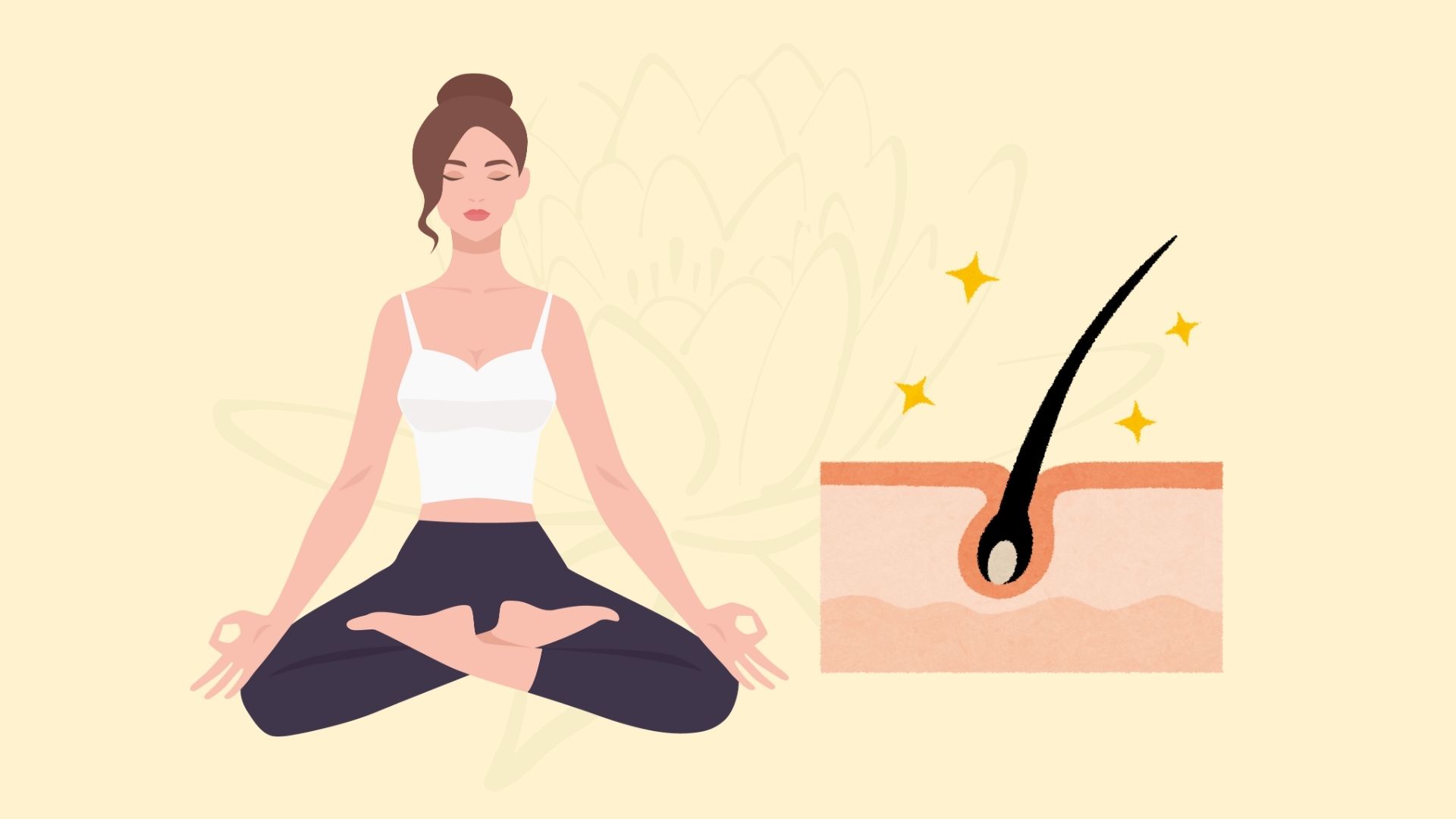 Cinco posturas de yoga para hacer crecer el cabello mas rapido. El dibujo: