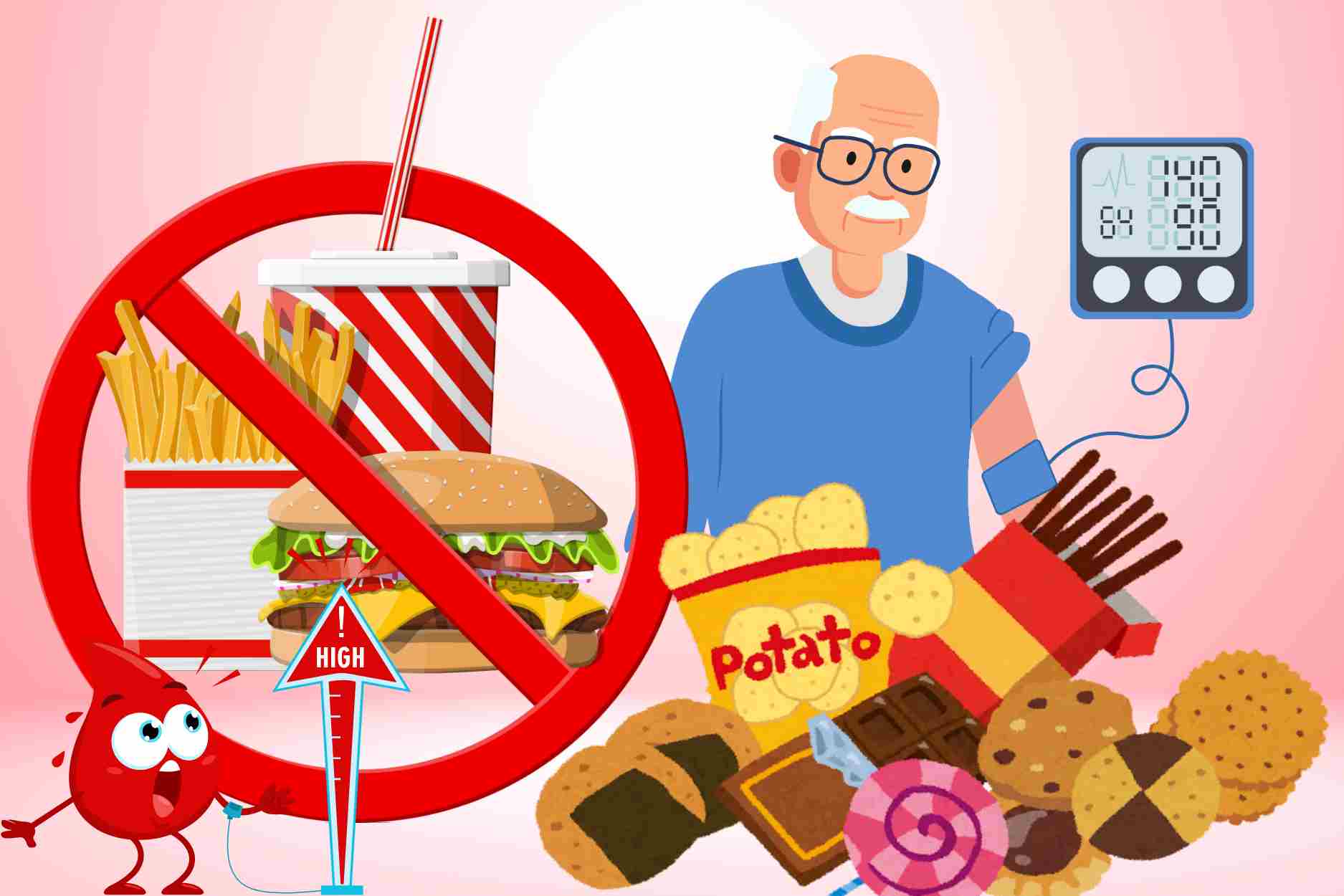 Foods containing a lot of salt for people with high blood pressure should absolutely stay away