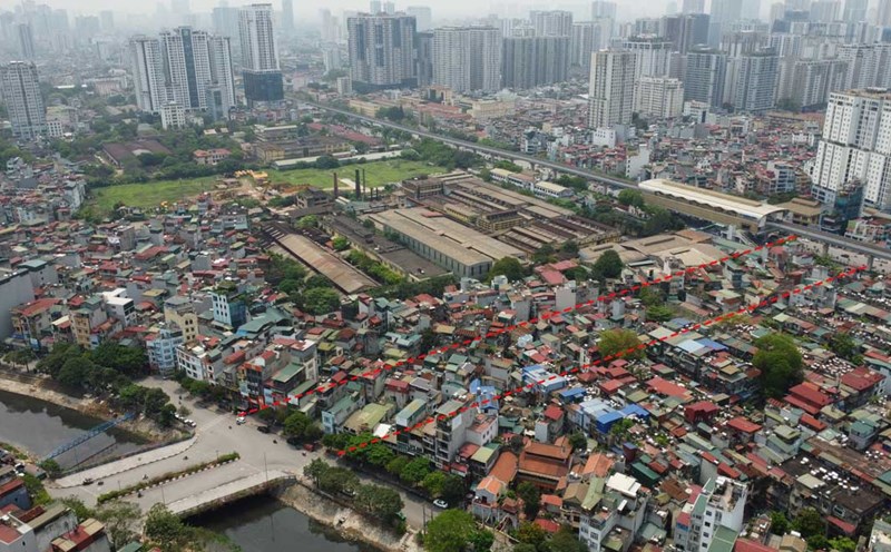 The 2.5 belt section from Nguyen Trai to Dam Hong is 1.5km long, passing through 4 wards of Thanh Xuan district (Hanoi). Photo: Vinh Hoang