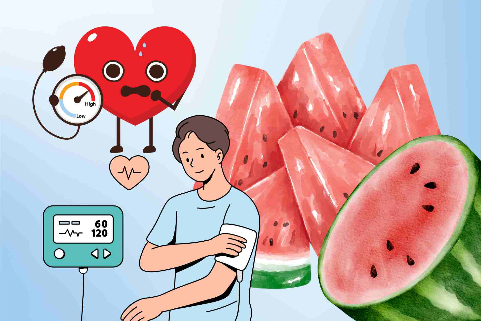 The miraculous effect of watermelon on people with high blood pressure. Graphics: Dinh Dinh