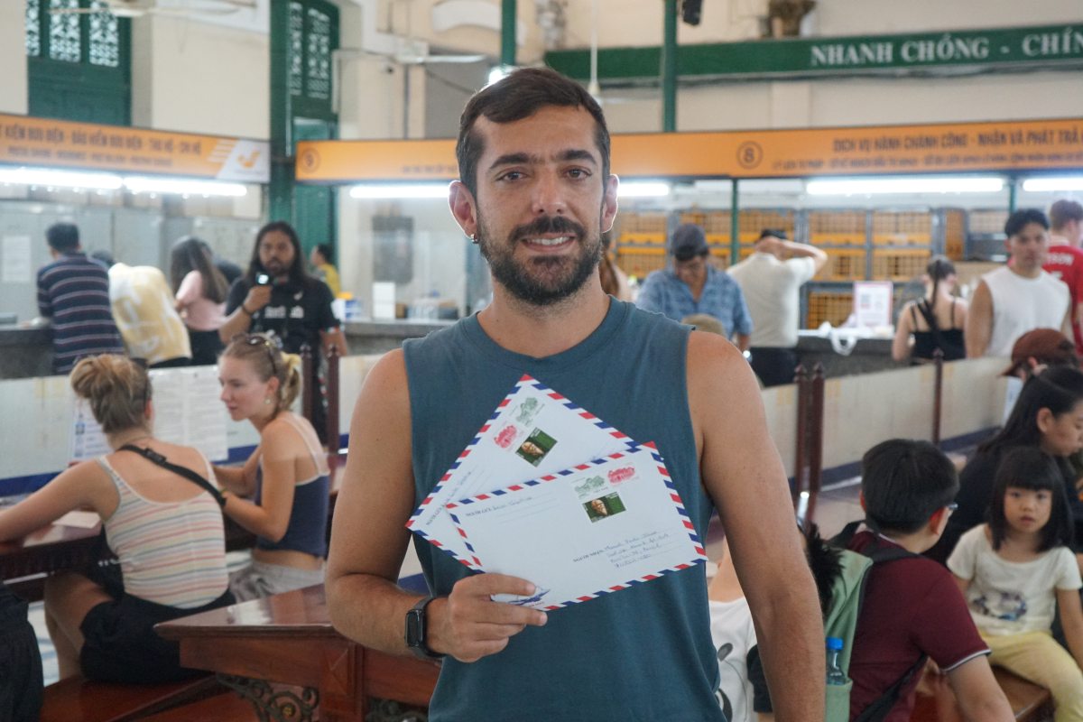 International visitors send handwritten letters to the Ho Chi Minh City Post Office