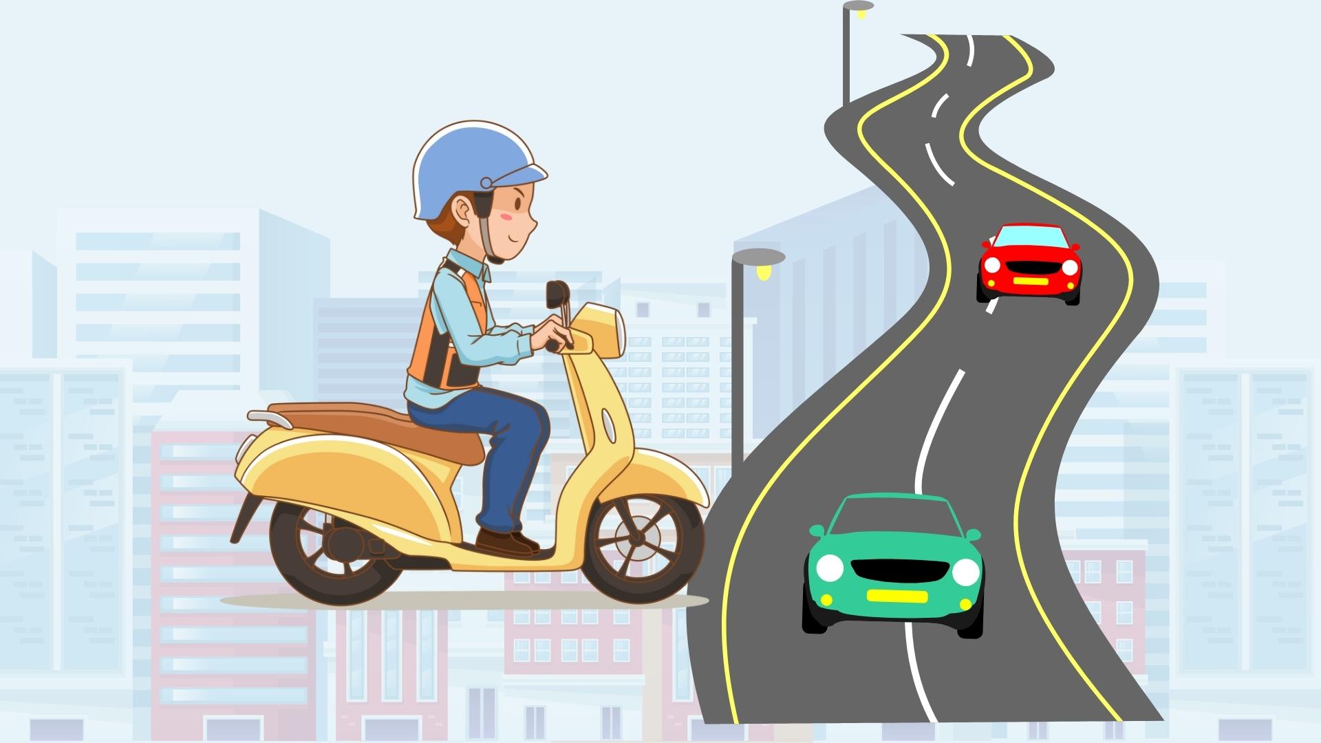 Las ultimas reglas sobre multas por motociclistas que se meten en la autopista. Diseñado por Linh Dan