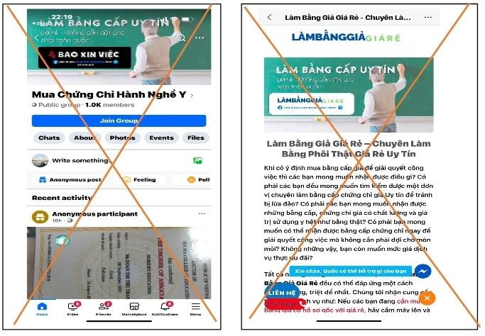 Sitios web, grupos que anuncian publicamente servicios de falsificacion de certificados, licencias para ejercer la medicina, farmacia. Imagen: proporcionada por el Departamento de Salud de la Ciudad de Beijing