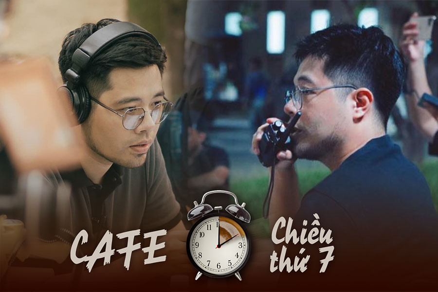 Director Dinh Tien Vu while filming. Photo: Interviewee