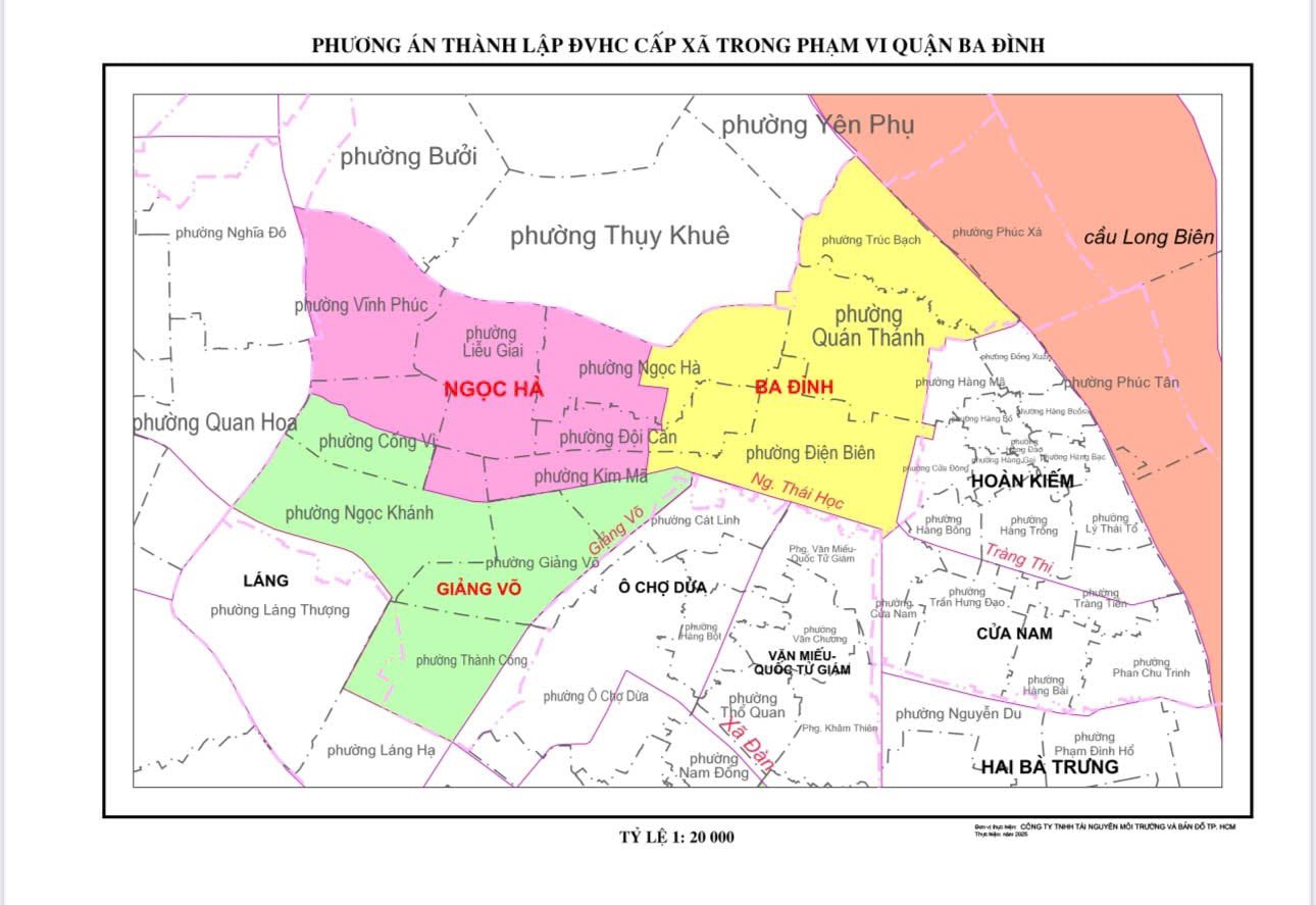 Plan to reorganize commune-level administrative units within Ba Dinh district. Photo: Ba Dinh District People's Committee