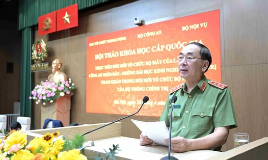 Thứ trưởng Bộ Công an Trần Quốc Tỏ phát biểu tại hội thảo. Ảnh: Bộ Công an