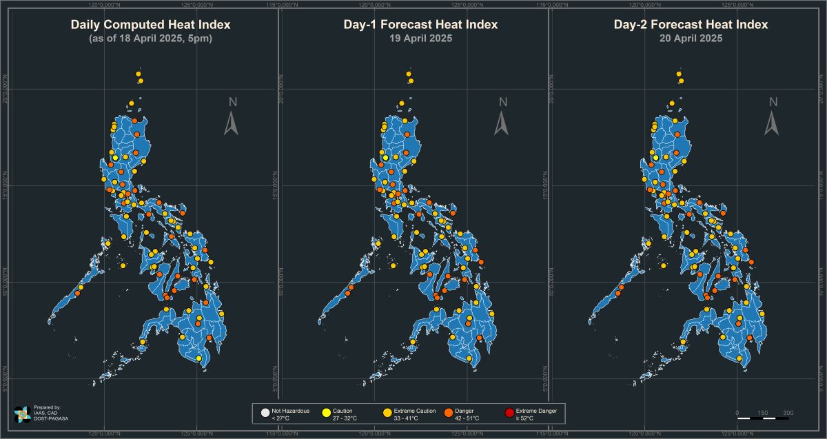 Du bao nhiet do cac tinh thanh cua Philippines trong cac ngay. Anh: PAGASA