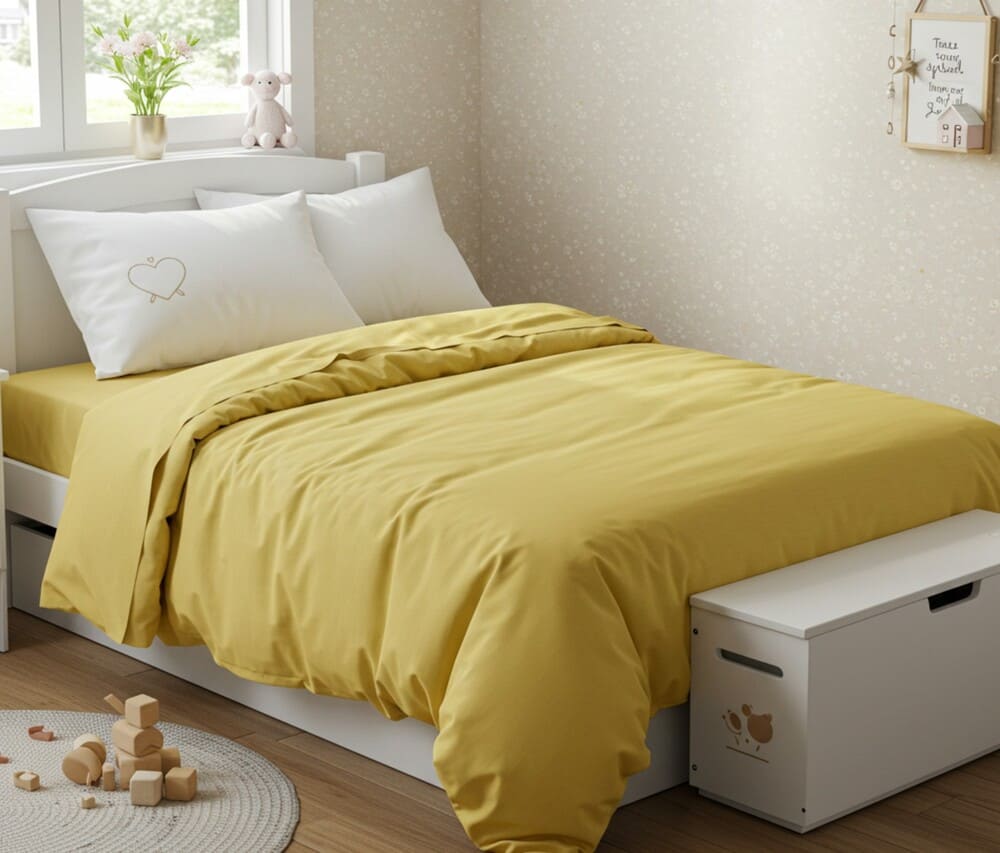Avocado yellow bed sheets will be the perfect choice for girls' rooms to welcome the summer. Photo: Dat