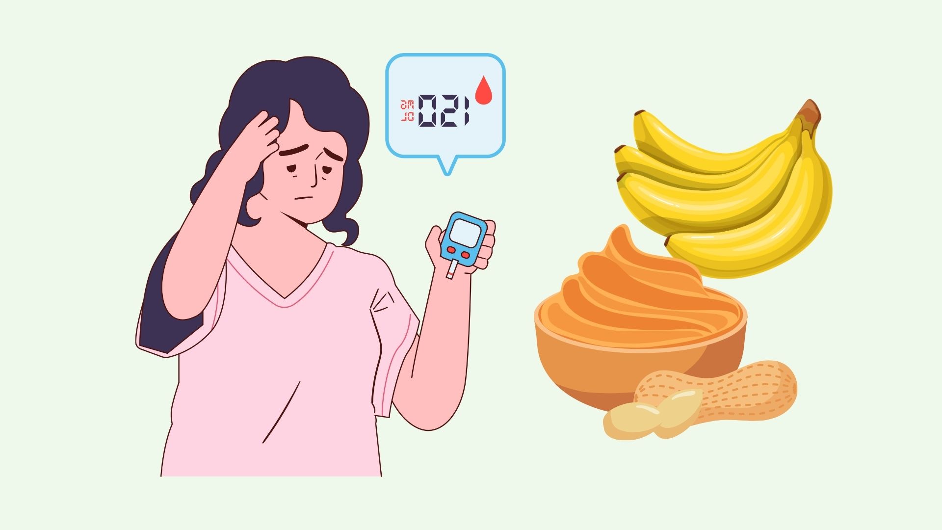 Food to rescue when blood sugar drops rapidly. Graphics: Linh Dan