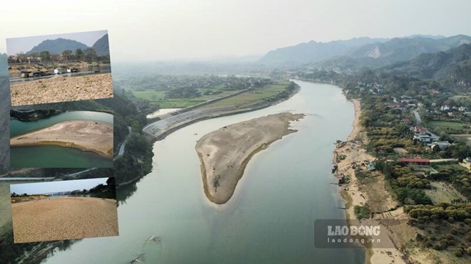 Sông Lô cạn trơ, dân làng chài vất vả lo sinh kế