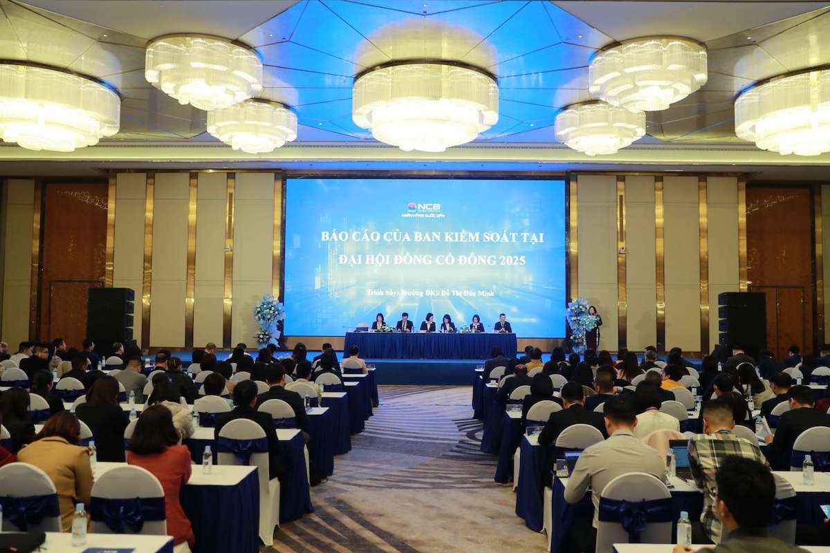 Dai hoi dong co dong thuong nien 2025 cua Ngan hang TMCP Quoc Dan. Anh: NCB