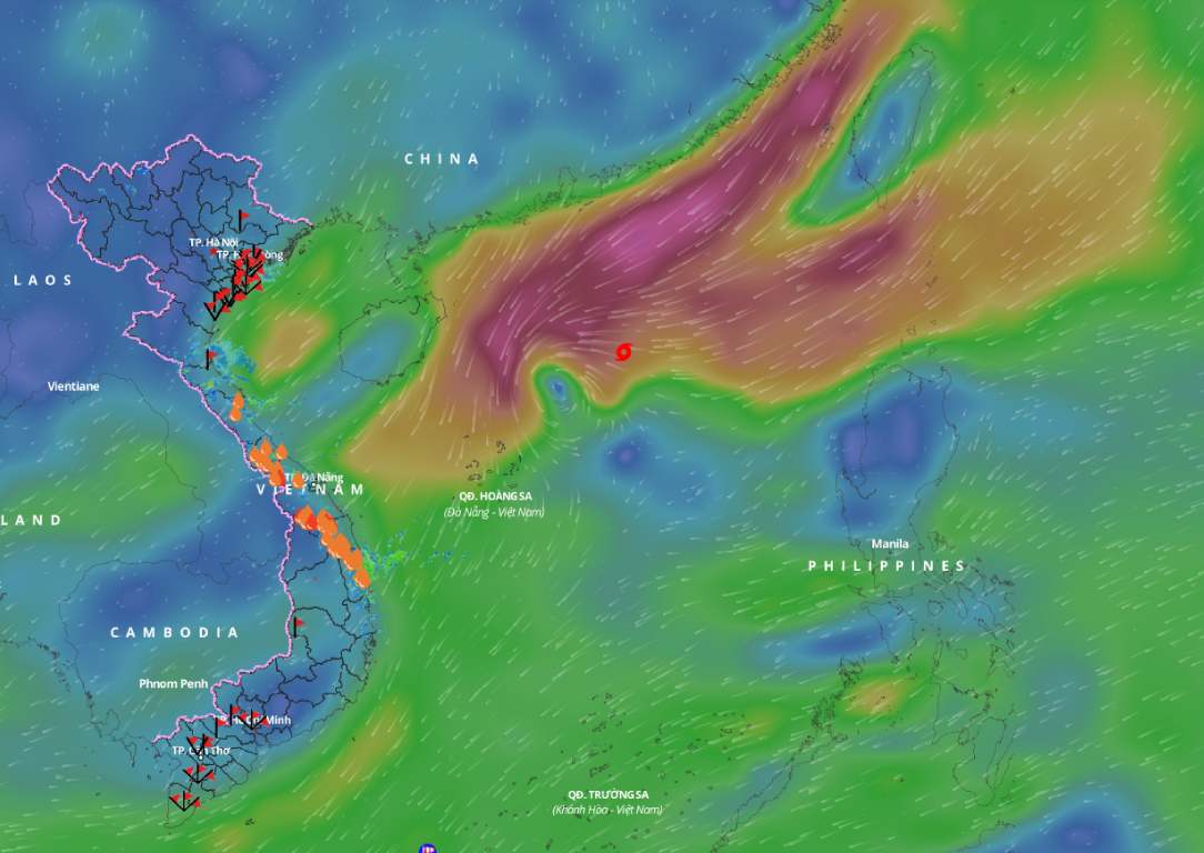 Location of storm No. 9 Man-yi on November 19, 2024. Photo: Vietnam Disaster Monitoring System