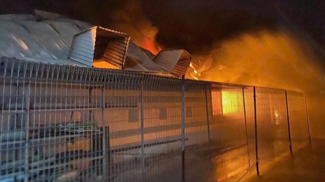 A major fire at Doanh Dieu shoe company.