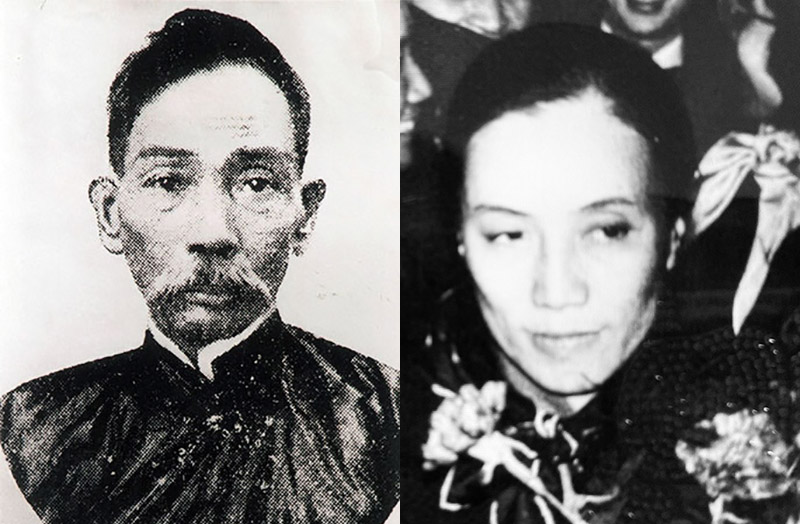 La señora Nguyen Thi Binh (derecha) y el abuelo Phan Chau Trinh. Imagen: tomada del Museo de Historia Nacional