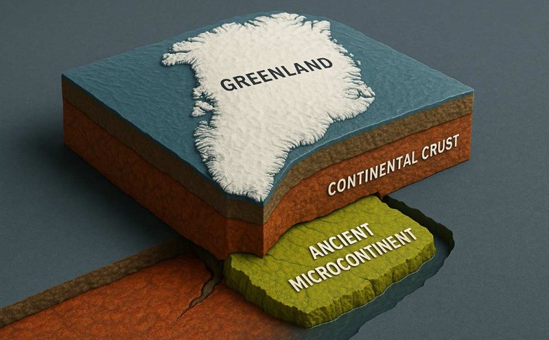 Researchers confirmed the existence of a microcontinent hidden under the thick layer of ice west of Greenland. Illustrative photo created by AI tools