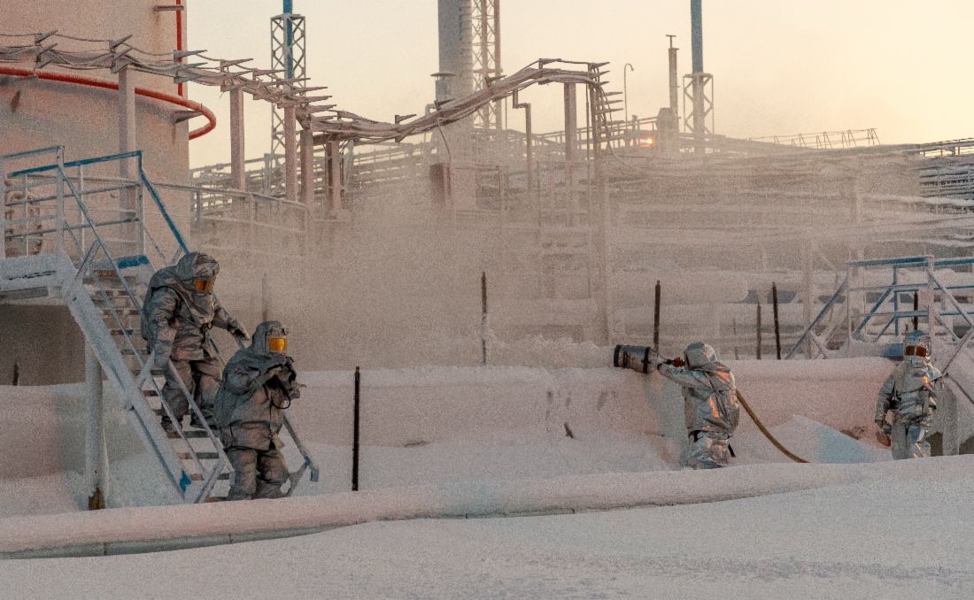 Gazprom de Rusia participa en un ejercicio de respuesta a emergencias en el Artico, enero de 2025. Imagen de la pagina web de Gazprom