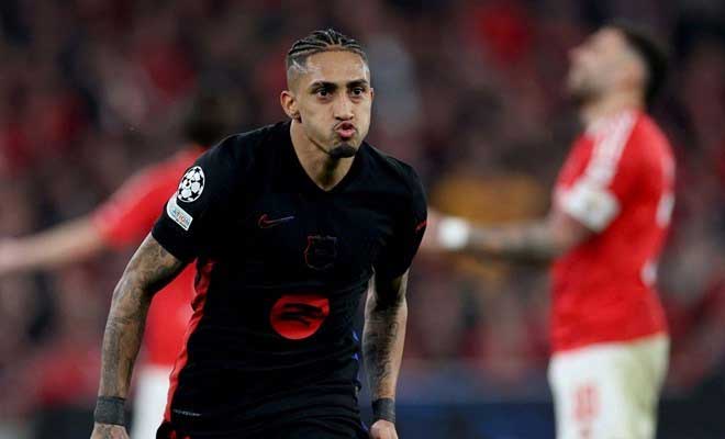 Hansi Flick convirtio a Raphinha en una asesina por las goles. Imagen de AFP