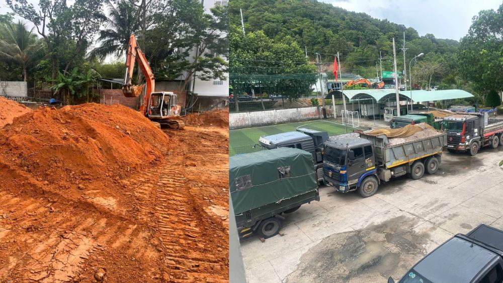 7 vụ khai thác khoáng sản trái phép ở TP Phú Quốc và huyện Châu Thành, tạm giữ hơn 1.000m³ đất và cát. Ảnh: Công an cung cấp