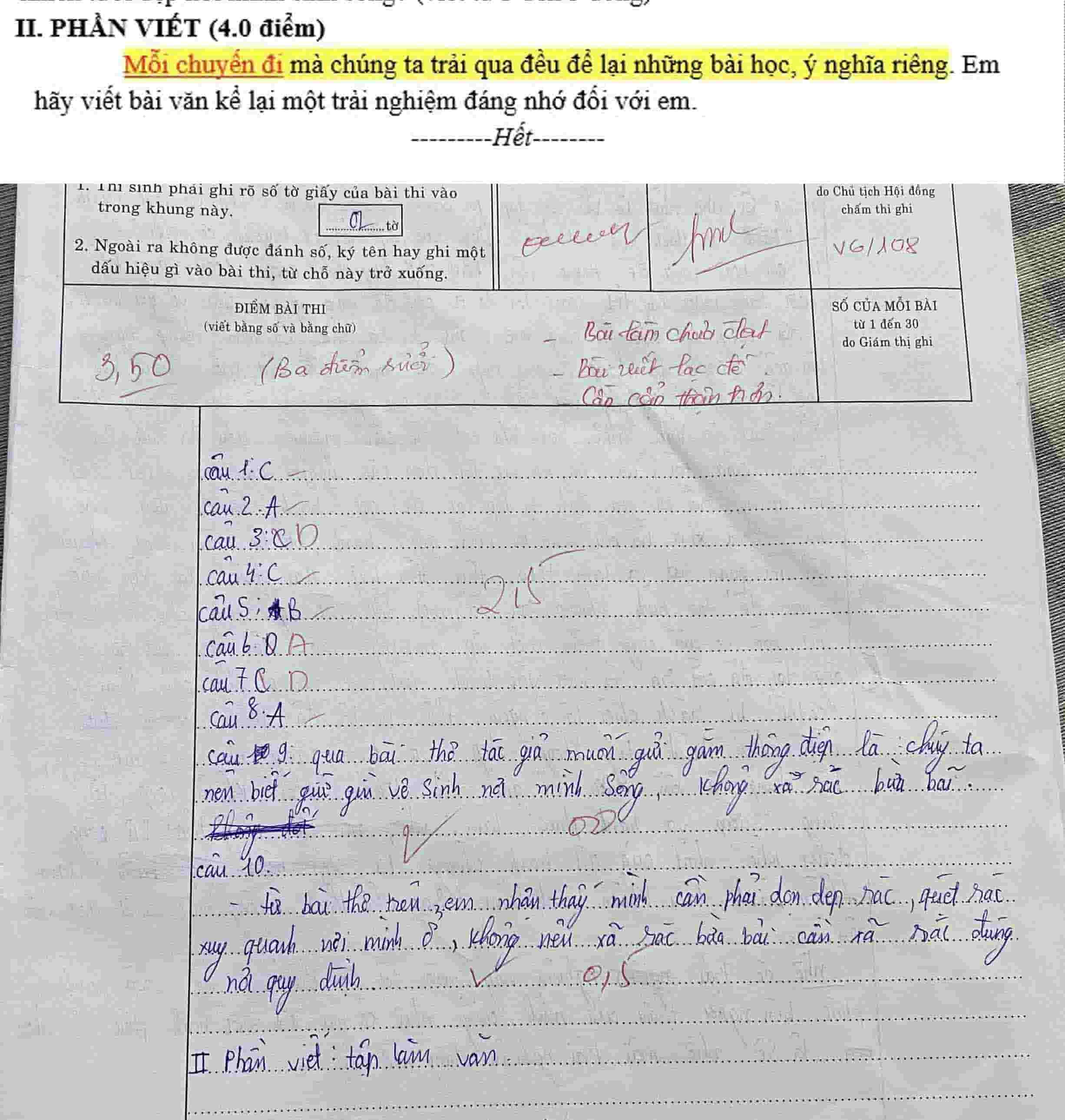 Nha Trang parents reflected on the Literature exam to solve problems for students, causing misunderstanding for students. Photo: Huu Long