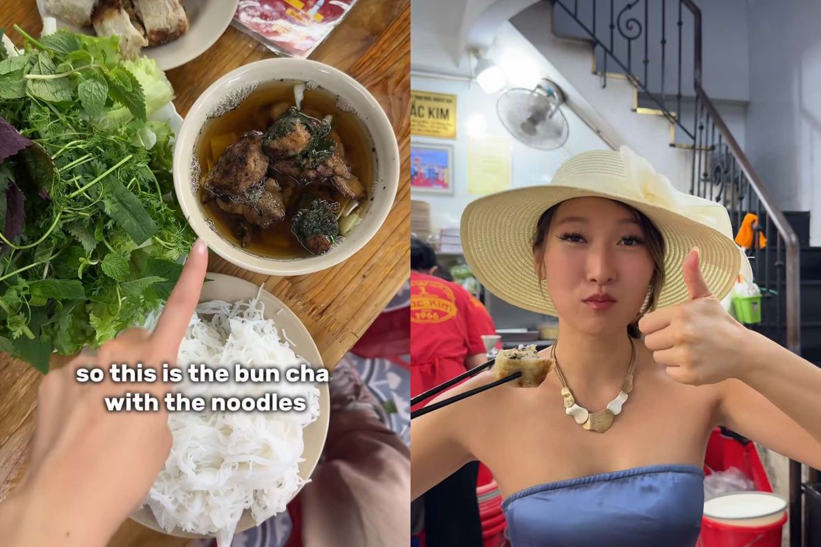 Dù đánh giá cao chất lượng món ăn, Fiona cho biết có nhiều quán bún chả khác cũng ngon không kém. Ảnh: Cắt từ video