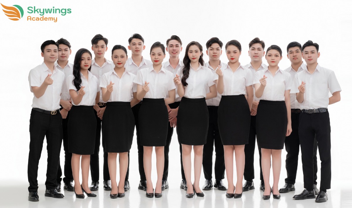 Students of a flight attendant training course at Skywings Academy. Photo: Skywings Academy