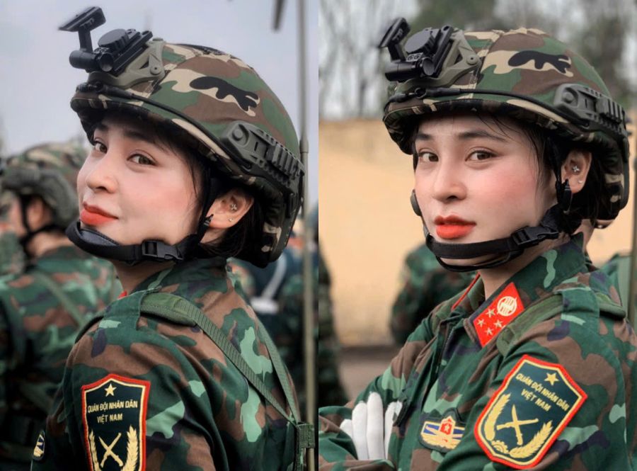Thieu uy Phuong Vy tap luyen dieu binh o khoi Si quan Thong tin. Anh: Nhan vat cung cap