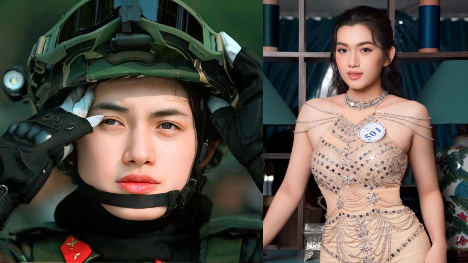 Phuong Ngoc in the costume of a Saigon villa soldier in a parade. Photo: Character provided