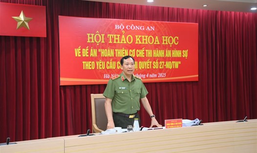 Thứ trưởng Bộ Công an Lê Văn Tuyến phát biểu tại hội thảo. Ảnh: Bộ Công an