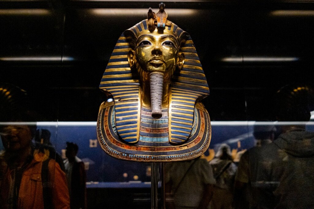 The golden mask of the ancient Egyptian pharaoh tutankhamun is on display at the Egyptian Museum in Cairo. Photo: AFP