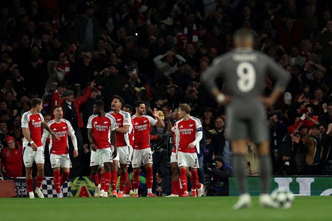 Arsenal hien ngang vao ban ket Champions League sau khi loai Real Madrid. Anh: AFP