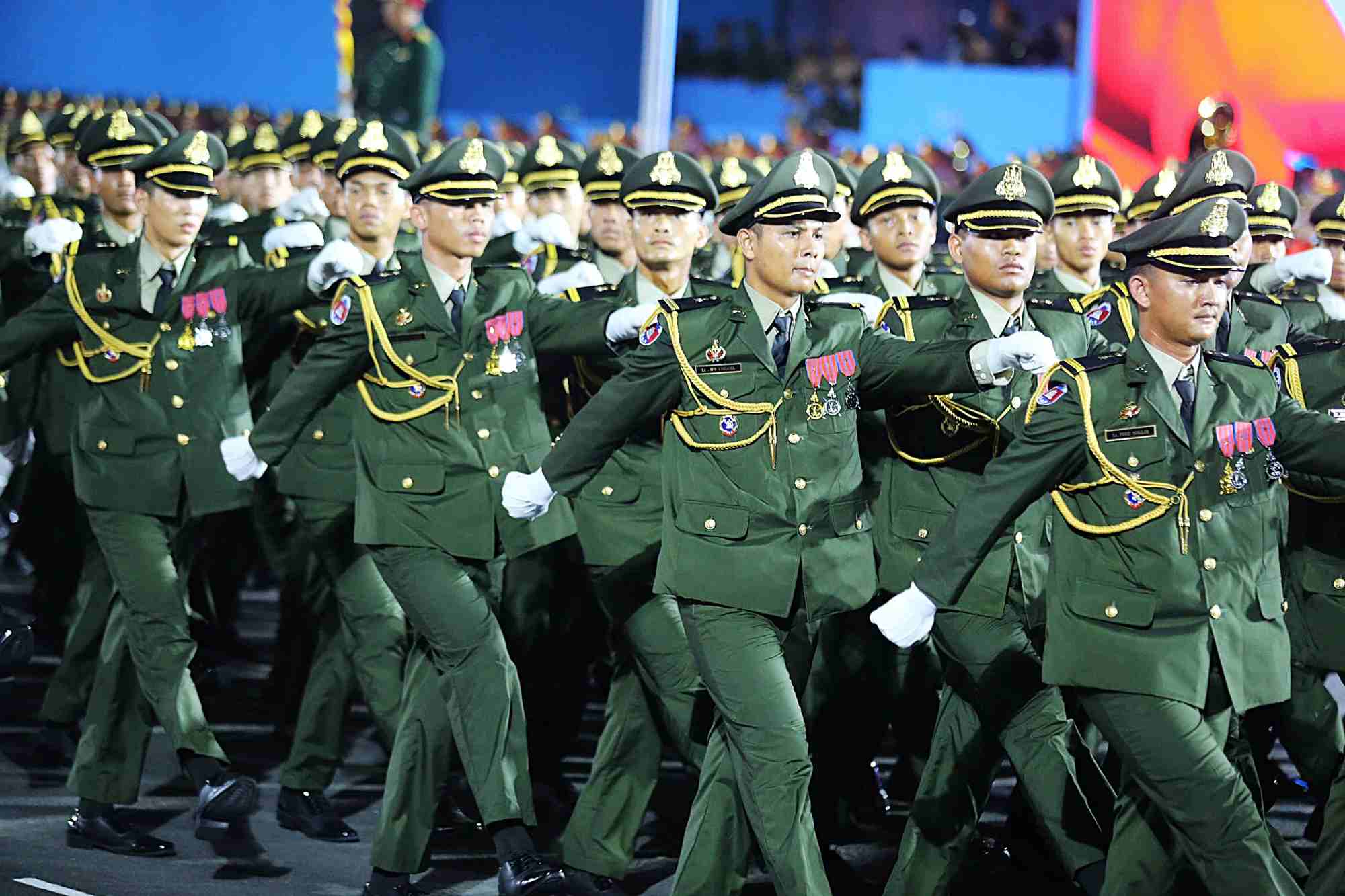 Cac chien si cua quan doi Campuchia tham gia hop luyen dieu binh. Anh: Thanh Vu