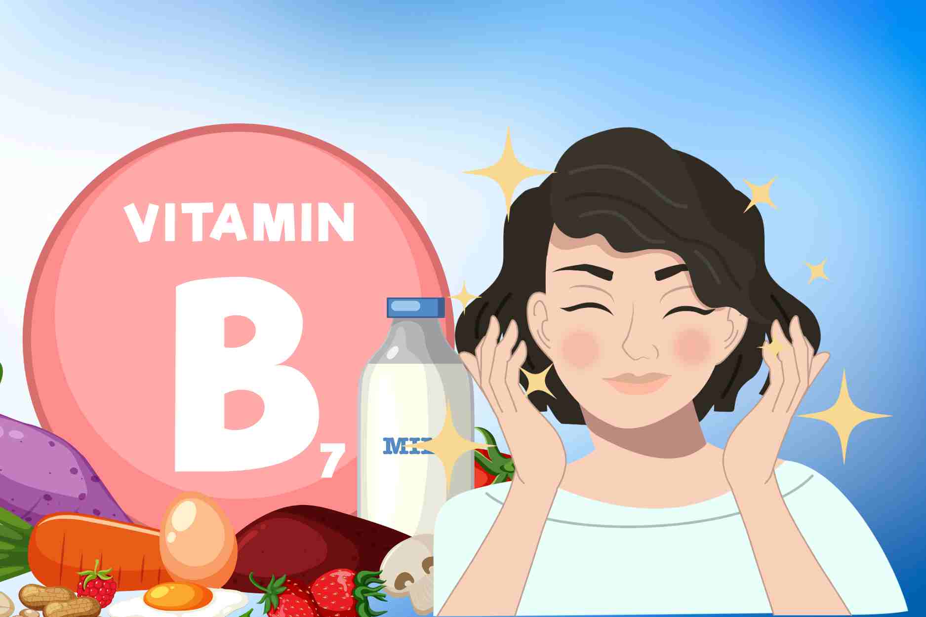 Foods rich in vitamin B7 help increase collagen production, making skin shiny
