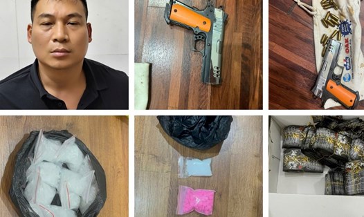 Đối tượng Phạm Hùng Dũng và tang vật. Ảnh: Công an TP Hải Phòng