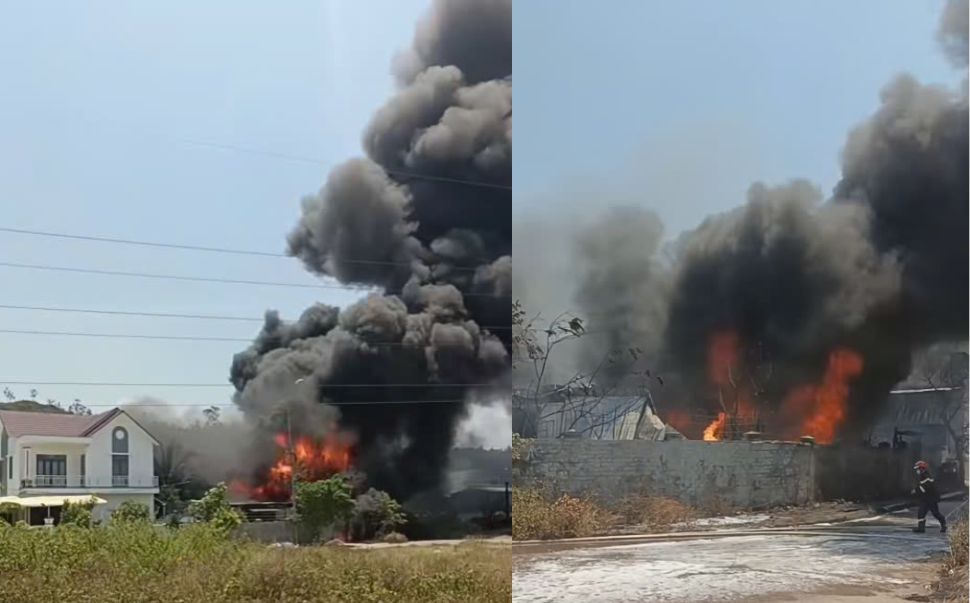 The fire engulfed a house combined with a business in area 7 (Nhon Phu ward, Quy Nhon city, Binh Dinh province). Photo: Quy Nhon