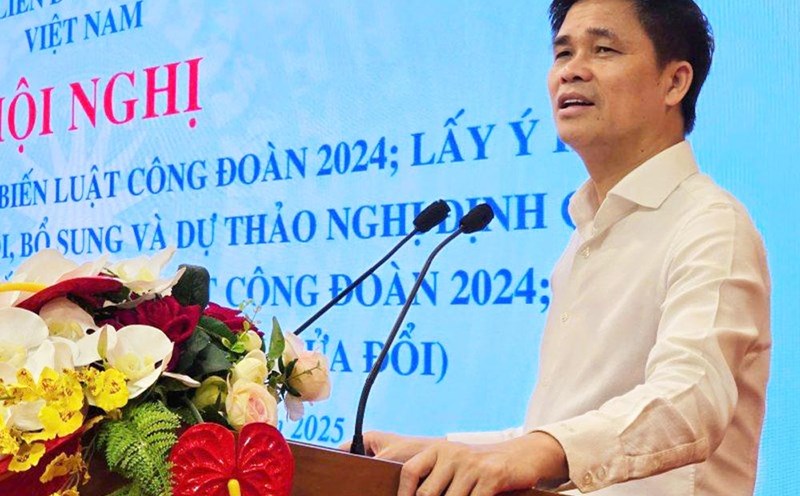Vice President of the Vietnam General Confederation of Labor Ngo Duy Hieu delivered the opening speech at the conference. Photo: Nam Duong
