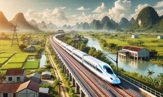 Đồ họa dự án đường sắt tốc độ cao Bắc - Nam. Ảnh minh họa tạo bởi AI