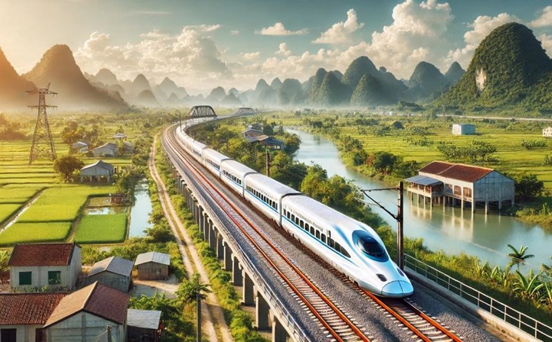Graphics of the North - South high-speed railway project. Illustrative photo created by AI