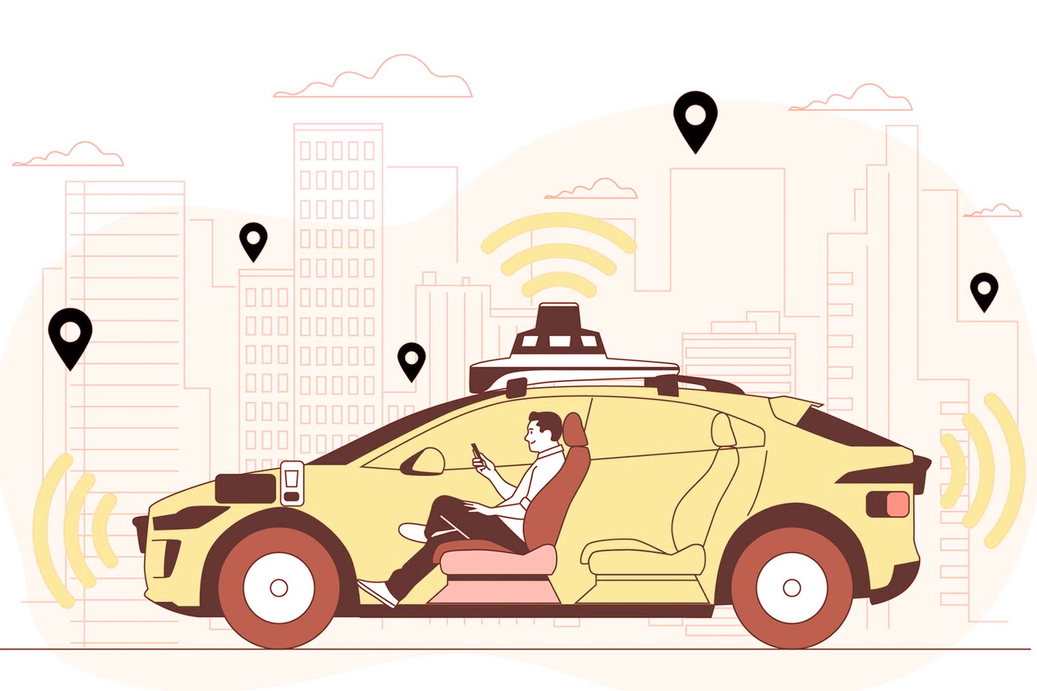 Detras de la capacidad de "autogestion" de los vehiculos autonomos esta la combinacion de tres tecnologias basicas: camaras, Lidar y inteligencia artificial (IA). El dibujo de Hyo-woo