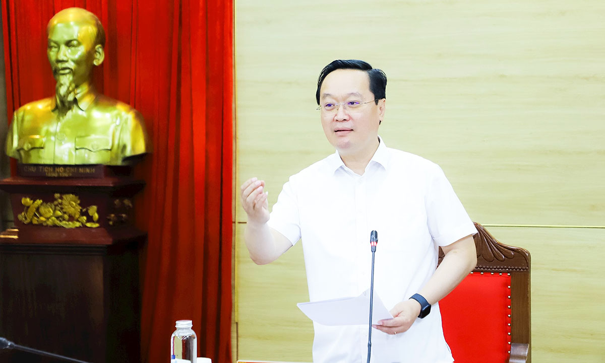 Provincial Party Secretary Nguyen Duc Trung emphasized that propaganda and mass mobilization must be the core force in building, spreading and strengthening trust. Photo: Pham Bang