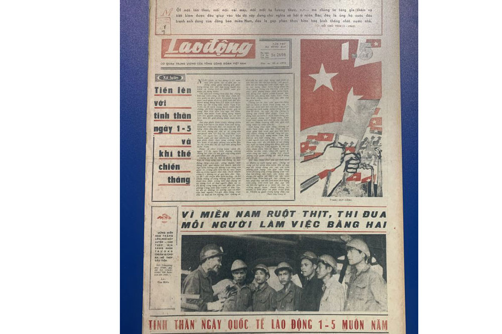 Image of Lao Dong Newspaper published on April 30, 1975 Photo: Tran Vuong