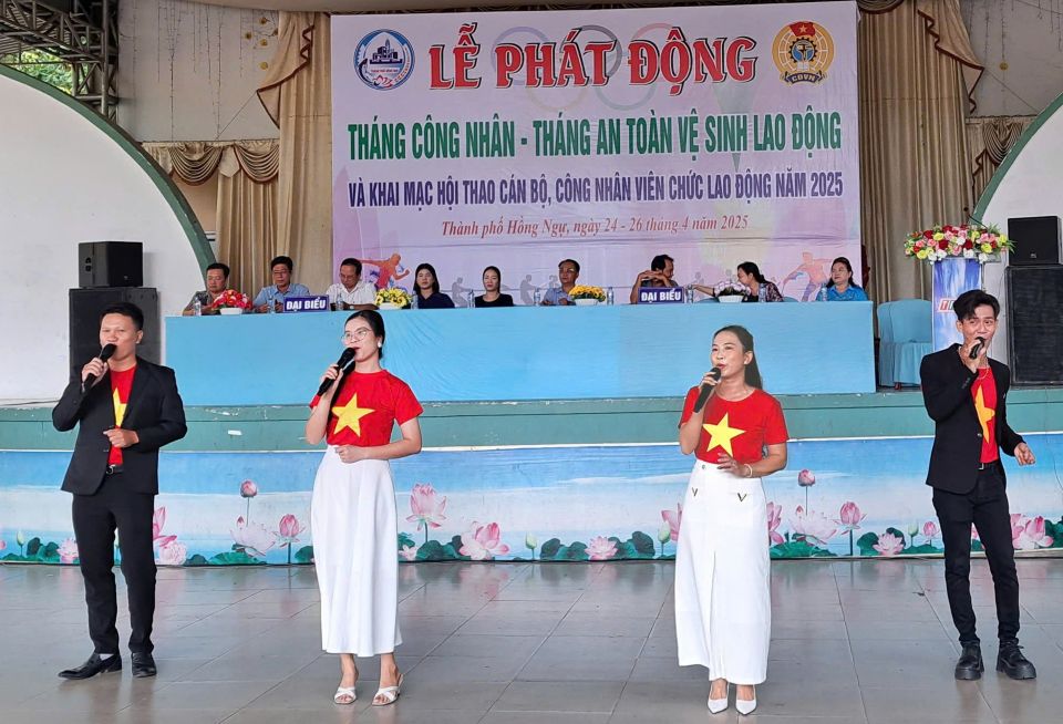 Hong Ngu City Labor Federation launched Workers' Month - Labor Safety and Hygiene Month in 2025. Photo: My Hoa