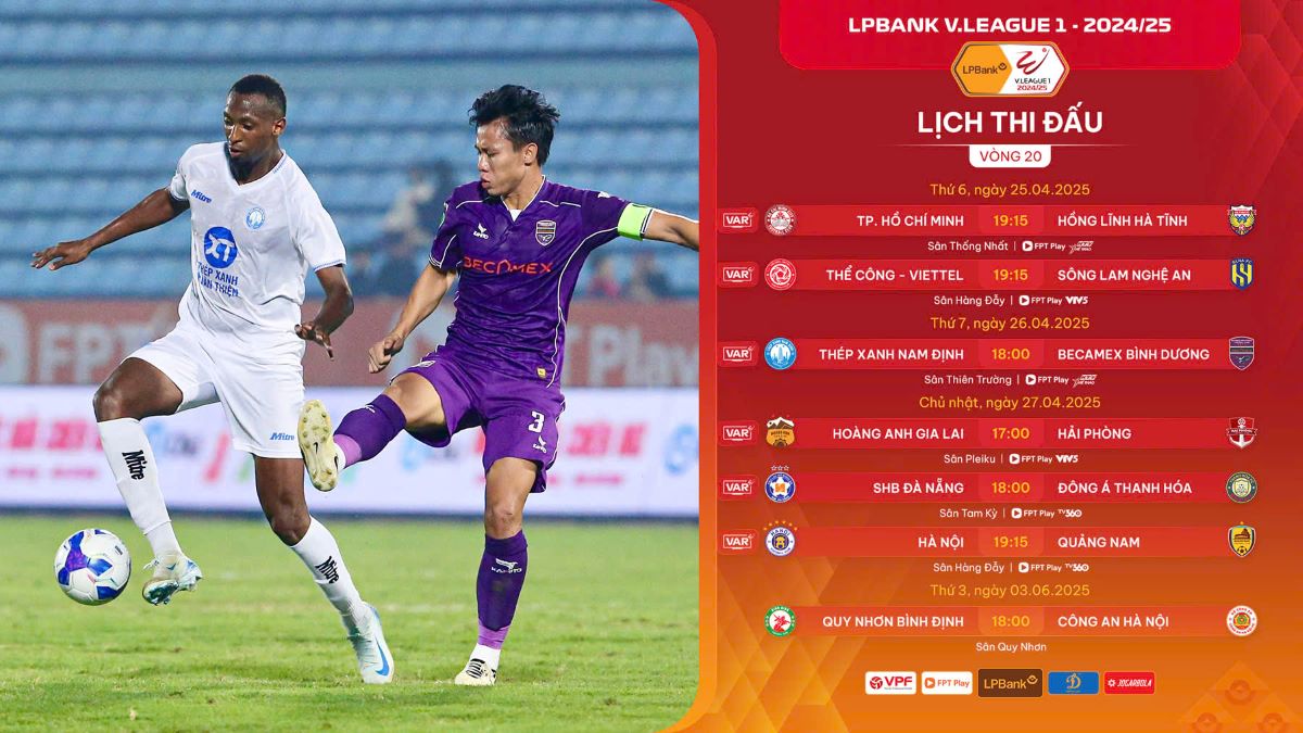 Lich thi dau vong 20 LPBank V.League 2024-2025. Anh: VPF