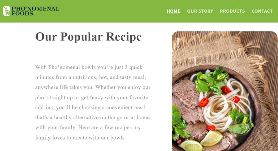 The "3-minute bowl" recipe is posted on the website of Pho'nomenal Foods.