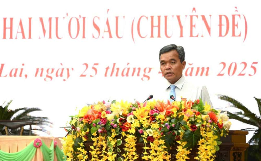 Ong Ho Van Nien - Bi thu Tinh uy, Chu tich Hoi dong Nhan dan tinh phat bieu tai ky hop. Anh: Duc Thuy