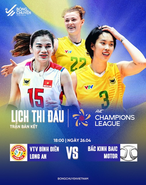 VTV Binh Dien Long An meets Beijing BAIC Motor in the semi-finals of the AVC Champions League 2025. Photo: VFV
